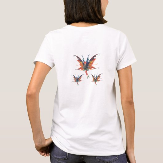 Fairies Wings Magic Vrouwen Basic T-shirt, Wit T-shirt (Achterkant)