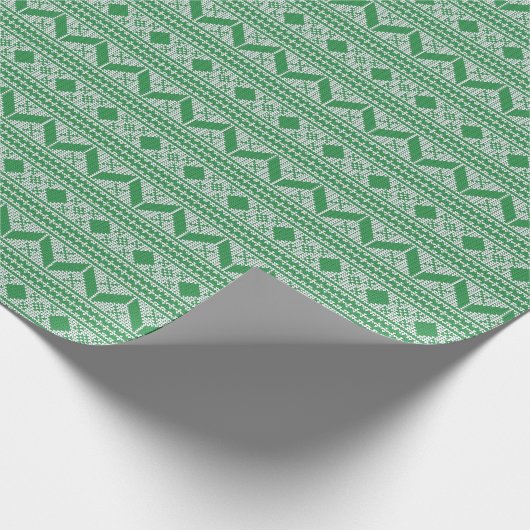 Fairisle Kerstnit Pattern Cadeaupapier (Hoek)