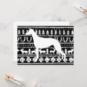 Fairisle Sighthound Christmas Linocut Kaart (Voorkant / Achterkant in situ)