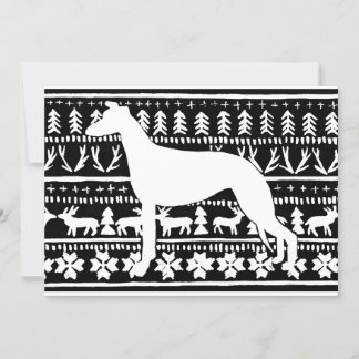 Fairisle Sighthound Christmas Linocut Kaart