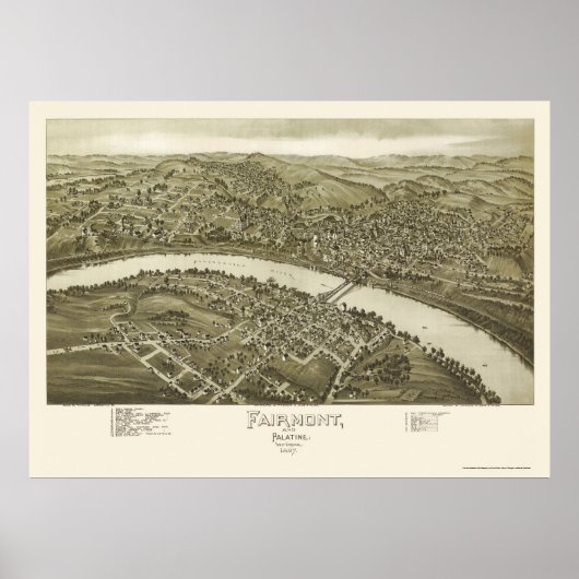 Fairmont, WV Panoramic Map - 1897 Poster (Voorkant)