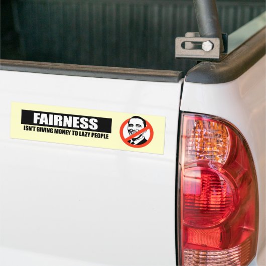 FAIRNESS - GEEFT GELD VOOR HET LAZEN VAN MENSEN BUMPERSTICKER (Op Truck)