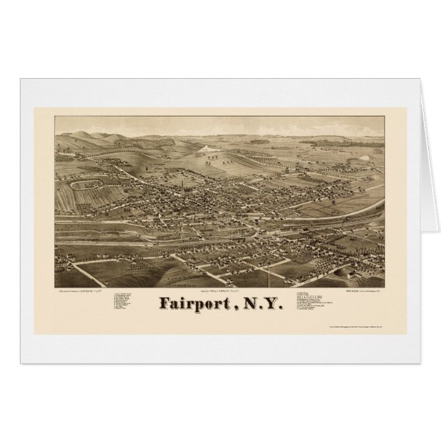 Fairport, carte panoramique de NY - 1885 (Devant horizontal)