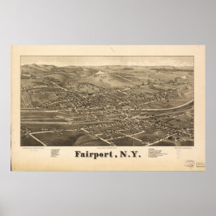 FAirport New York 1885 Antiek Panorama Poster