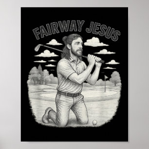 fairway van jezus Christelijke golfer jezus sp Poster