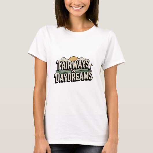 Fairways And Daydreams Retro Landscape Art T-shirt (Voorkant)