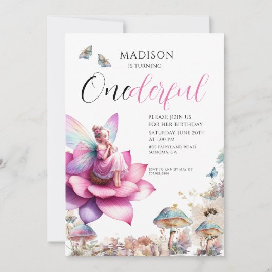 Fairy 1e verjaardag Enchanted Forest Kaart (Voorkant)