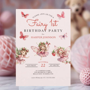 Fairy 1e verjaardagsfeestje kaart