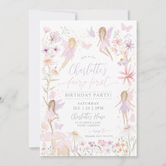 Fairy 1er Anniversaire Invitation Fairy First Part (Devant)