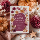 Fairy 1st Birthday Fairy Fall Burgundy Orange Kaart