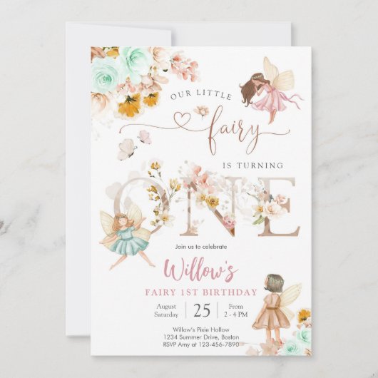 Fairy 1st Birthday Invitation (Devant)