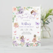 Fairy 1st Birthday Invitation Kaart (Staand voorkant)