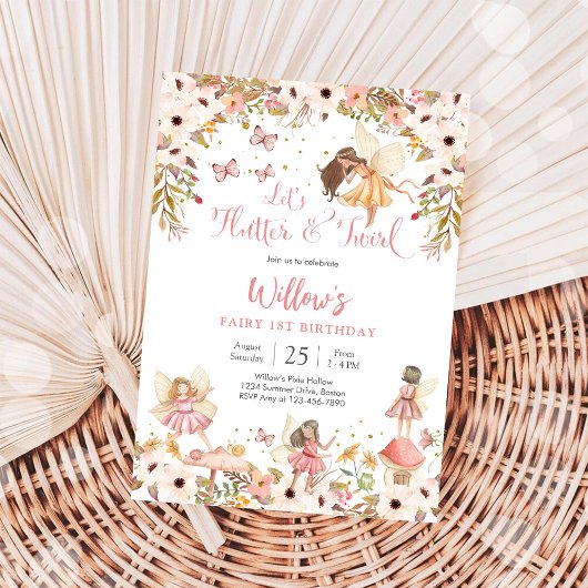 Fairy 1st Birthday Party Invitation