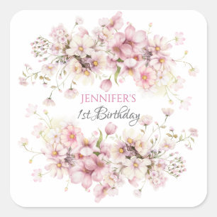 Fairy 1st Girls Roze Verjaardag Sticker