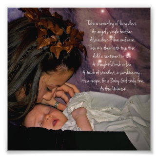 Fairy and Baby "Baby Girl" Square Photo Print Gift Foto Afdruk