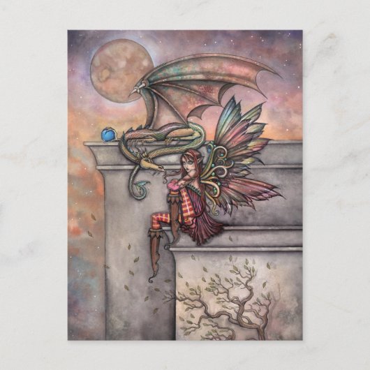 Fairy and Dragon Fantasy Art Briefkaart (Voorkant)