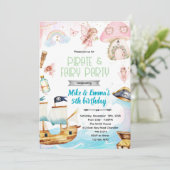 Fairy and Pirate birthday party invitation (Debout devant)
