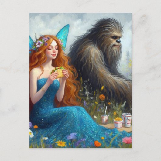 Fairy and Sasquatch Picnic Briefkaart (Voorkant)