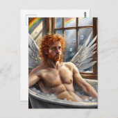 Fairy Angel Man Rood Haar in het bubbelbad Briefkaart (Voorkant / Achterkant)