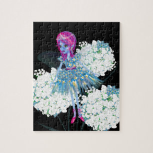 Fairy Art van LeahG Blauw roze zwart wit Legpuzzel