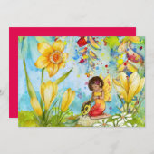 Fairy art waterverf girl op verjaardagsfeestje kaart (Voorkant / Achterkant)