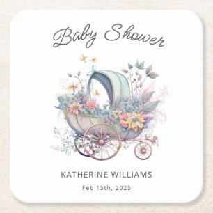 Fairy Baby kinderwagen Baby shower Vierkante Kartonnen Onderzetter