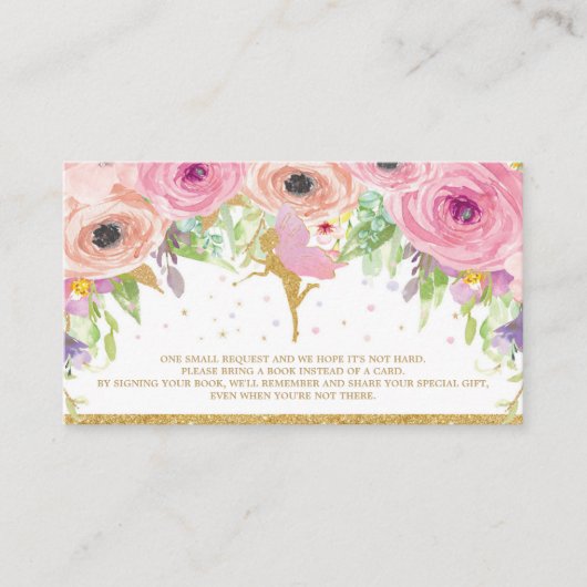 Fairy Baby shower Books for Baby Neem een boekenka Informatiekaartje (Voorkant)