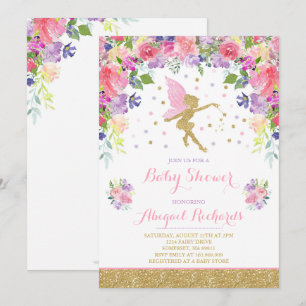 Fairy Baby shower Invitation Floral Fairy Shower Kaart