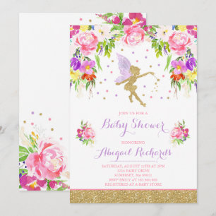 Fairy Baby shower Invitation Floral Fairy Shower Kaart