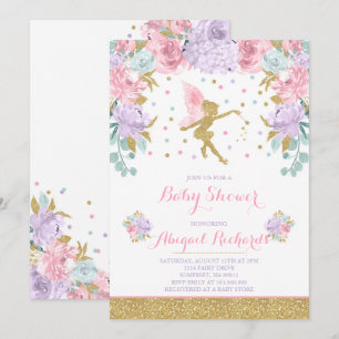 Fairy Baby shower Invitation Floral Fairy Shower Kaart