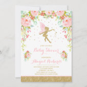 Fairy Baby shower Invitation Floral Fairy Shower Kaart (Voorkant)