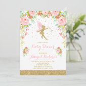 Fairy Baby shower Invitation Floral Fairy Shower Kaart (Staand voorkant)