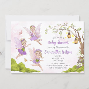 Fairy Baby shower Invitation Floral Fairy Shower Kaart