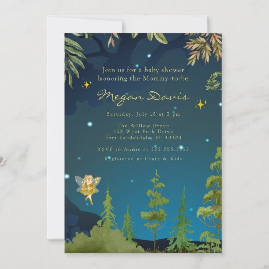 Fairy Baby Shower-uitvindingen Doorgewinterd bos Kaart (Voorkant)