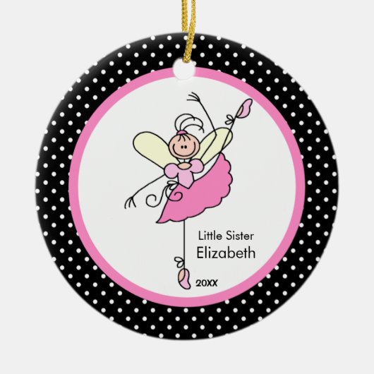 Fairy Ballerina Little Zister Kerstversiering Keramisch Ornament (Voorkant)