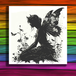 Fairy betoverde bos Silhouette thema Foto Afdruk