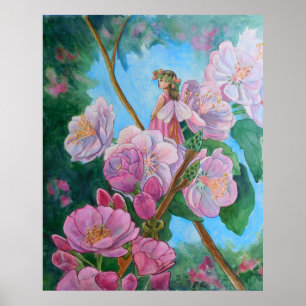 Fairy between the Cherry Blossom Poster