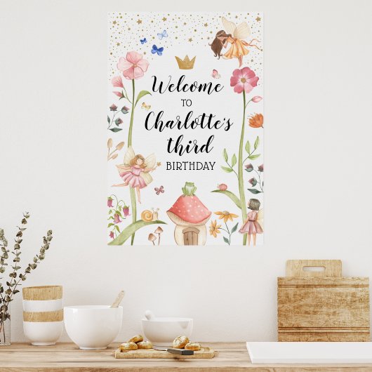 Fairy Birthday Backdrop Poster (Cuisine)