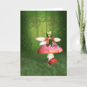 Fairy Birthday Card - Woodland Fairy Happy Birthda Kaart