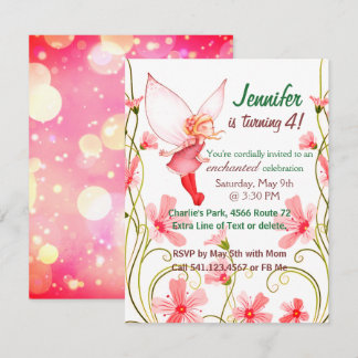 Fairy Birthday Child Girl Invitation Kaart