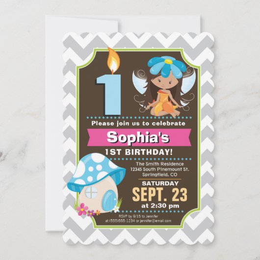 Fairy Birthday Invitation Girl (Devant)