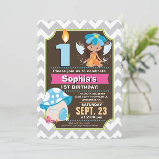 Fairy Birthday Invitation Girl (Debout devant)