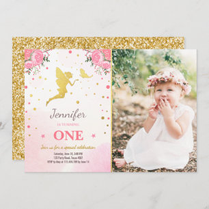 Fairy Birthday Invitation Pink Gold Magic Whimsica