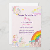 Fairy Birthday Invitation Rainbow Unicorn Party (Devant / Derrière)
