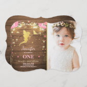 Fairy Birthday Invitation Rose Gold Magical Whimsi (Devant / Derrière)