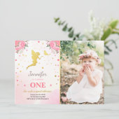 Fairy Birthday Invitation Rose Gold Magical Whimsi (Debout devant)