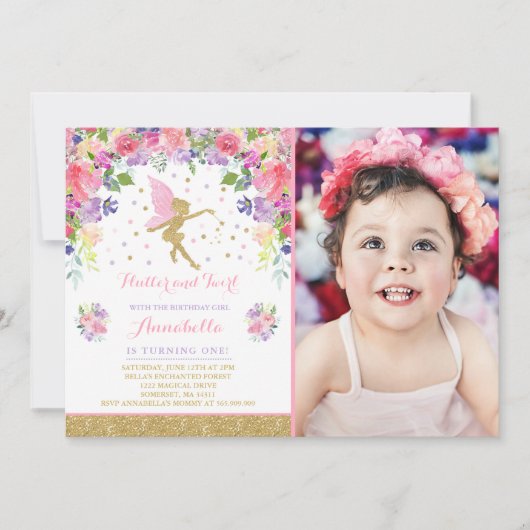 Fairy Birthday Invitation Whimsical Magical Party Kaart (Voorkant)