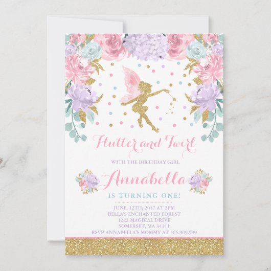 Fairy Birthday Invitation Whimsical Magie Party (Devant)