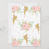 Fairy Birthday Invitations Pink Floral Whimsical Kaart (Achterkant)