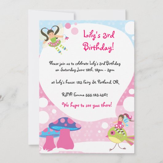 Fairy Birthday Invites Kaart (Voorkant)